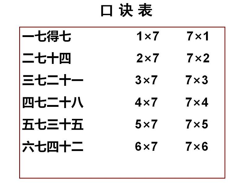 西师大版二年级数学上册课件 3.1 6，7的乘法口诀05