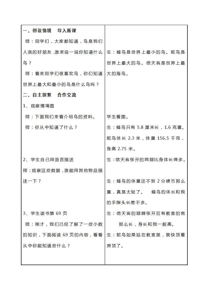 冀教版数学四下6.1《小数的意义》教案第2页