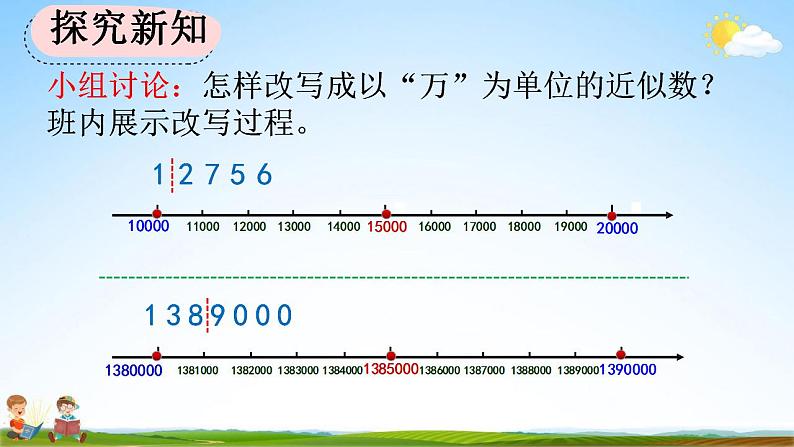 人教版四年级数学上册《1-7 先求近似数再改写》教学课件第5页