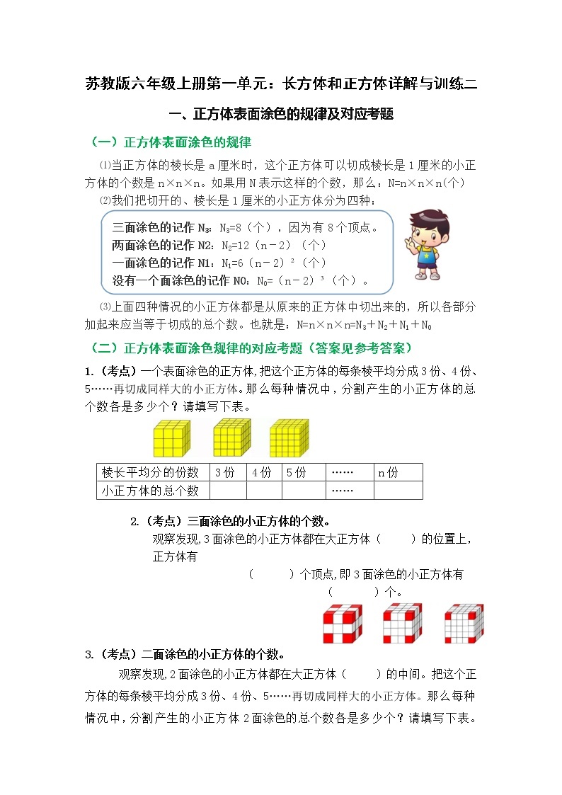 （学霸自主提优拔尖）苏教版六年级数学上册第一单元长方体和正方体（知识点、常考题、易错题、拓展题）名师详解与训练二01