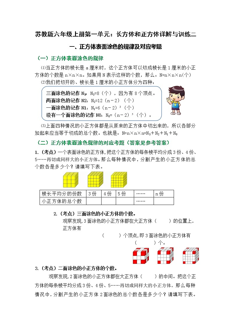 （学霸自主提优拔尖）苏教版六年级数学上册第一单元长方体和正方体（知识点、常考题、易错题、拓展题）名师详解与训练二01