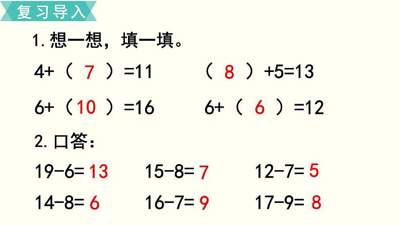 苏教一数下第一单元第5课时  十几减6、5、4、3、2课件PPT第2页