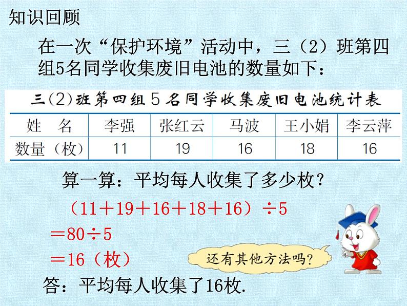 冀教版数学四年级上册 八 平均数和条形统计图 复习 课件第7页