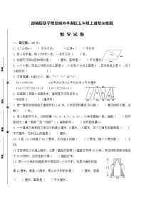 （真题）部编版秋学期盐城市亭湖区小学五年级上册数学期末检测试卷（有答案）