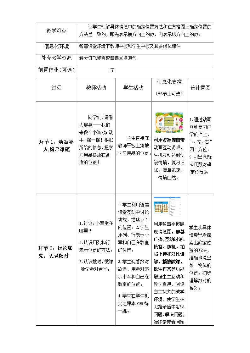 五年级上册数学教案-2 用数对确定位置（18）-人教版03