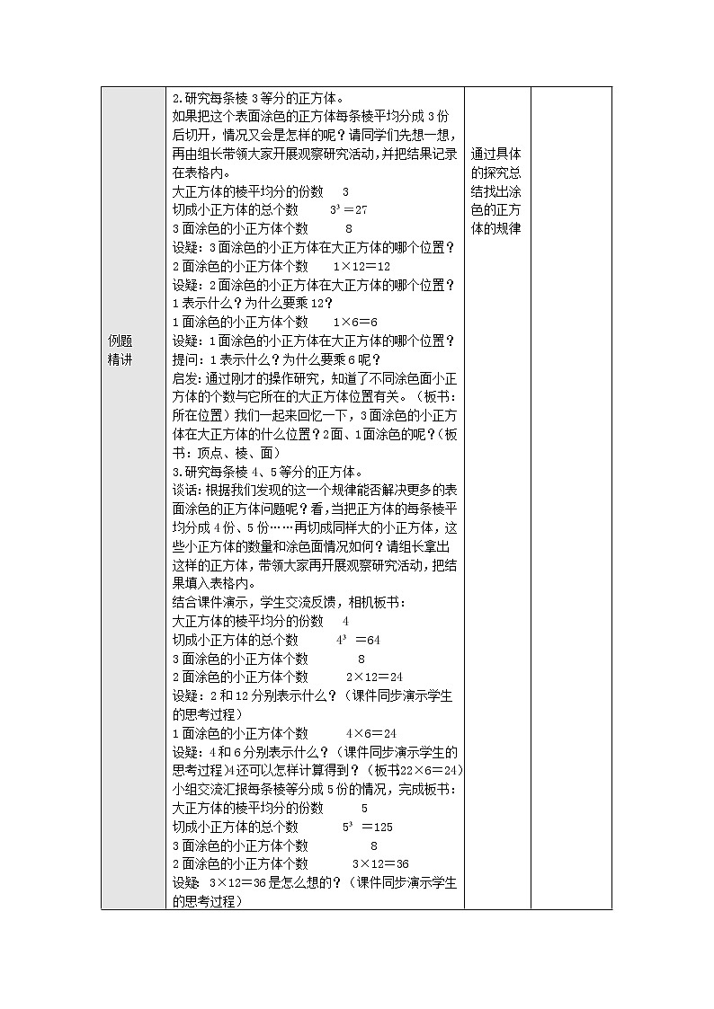 1.10表面涂色的正方体 教案--六年级数学上册-苏教版第2页