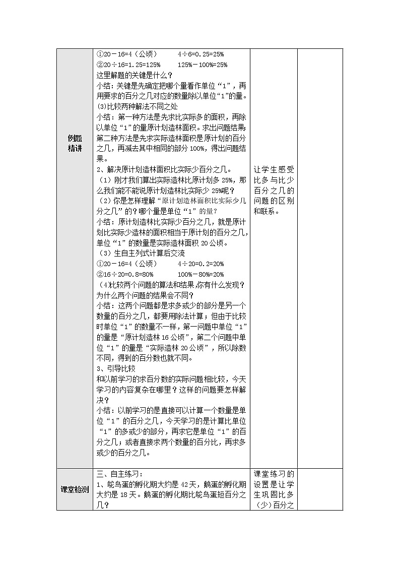 6.7求一个数比另一个数多（少）百分之几的实际问题 教案--六年级数学上册-苏教版02