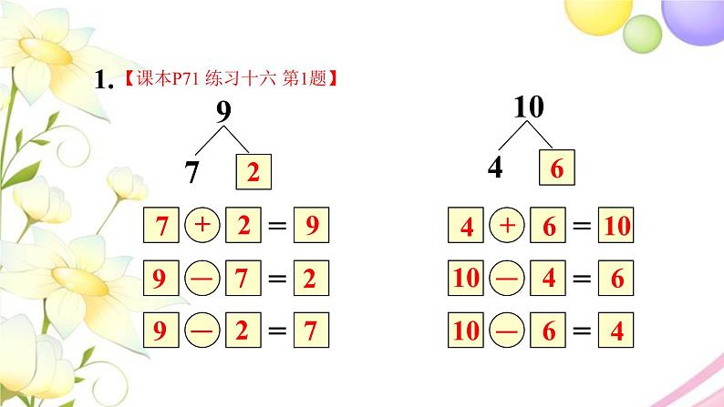 人教版一年级数学上册练习十六PPT课件04