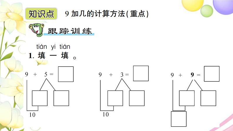 人教版一年级数学上册820以内的进位加法第1课时9加几PPT课件第2页