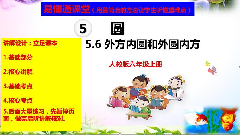 人教版六年级上册数学5.6解决问题-外方内圆和外圆内方+考点练习精讲【易懂通课堂】第1页