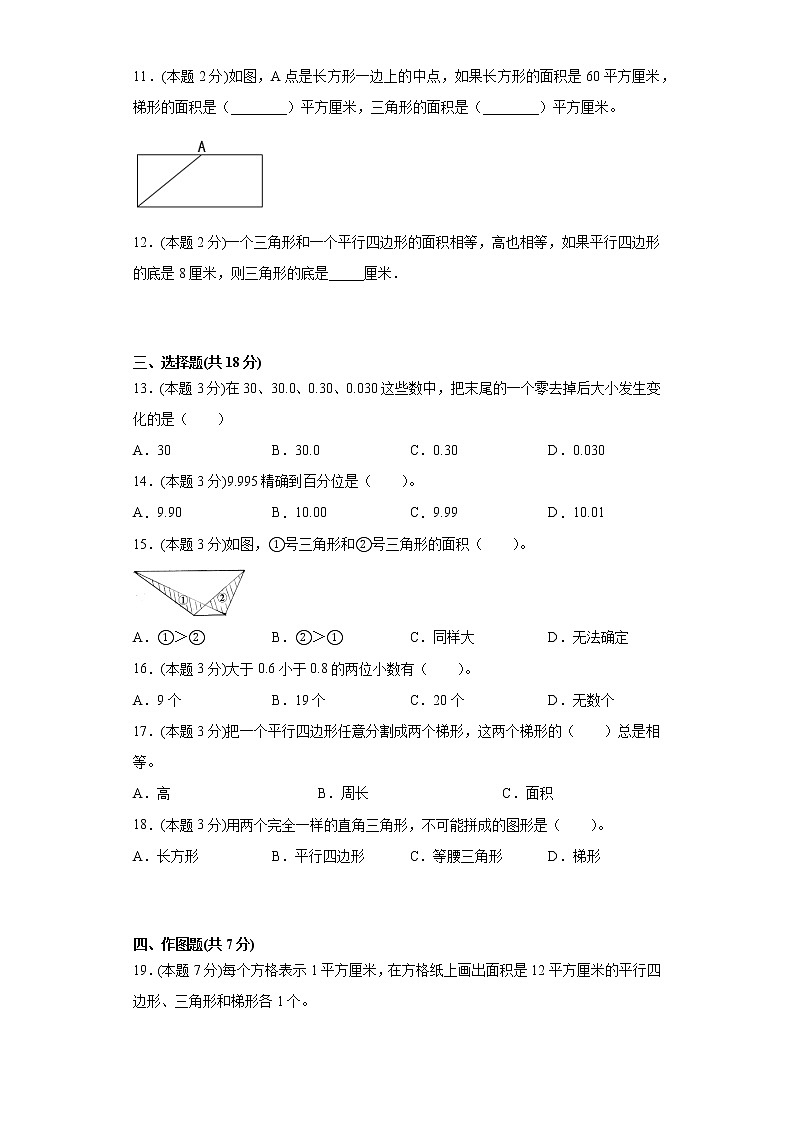 2021年苏教版数学五年级上学期期中备考卷A【试卷+解析】第2页