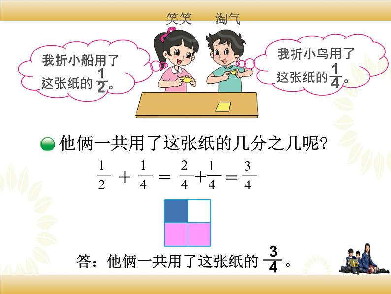 北师大版数学五下1.1 分数加减法-折纸ppt课件+教案+同步练习06