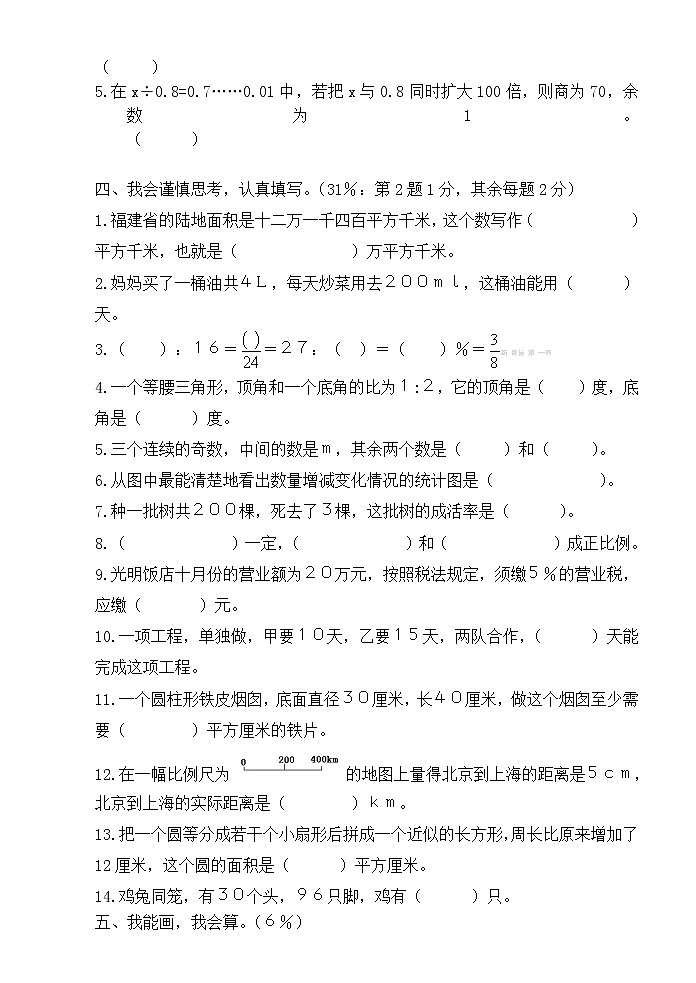 小学毕业班数学综合测试卷2第2页
