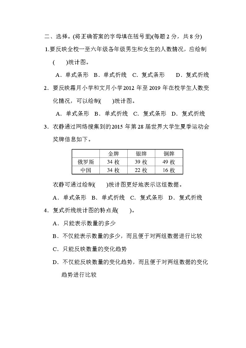 青岛版五年级下册数学 第六单元过关检测卷第3页