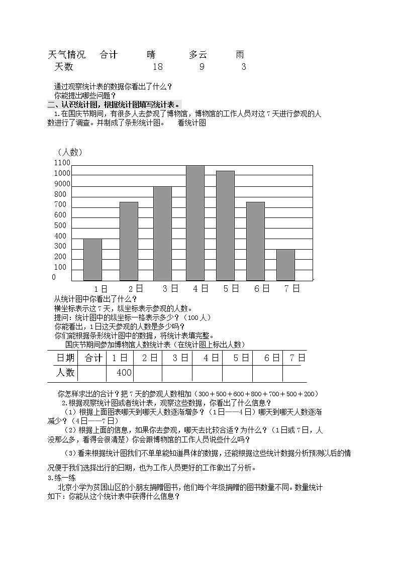 （北京版）三年级数学下册教案 统计初步知识 1课件PPT第2页