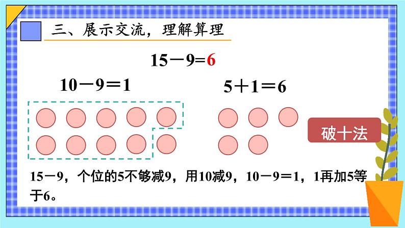 人教版数学一年级下册第二单元20以内的退位减法第一课时十几减9（1）（课件+导学案+教案）04