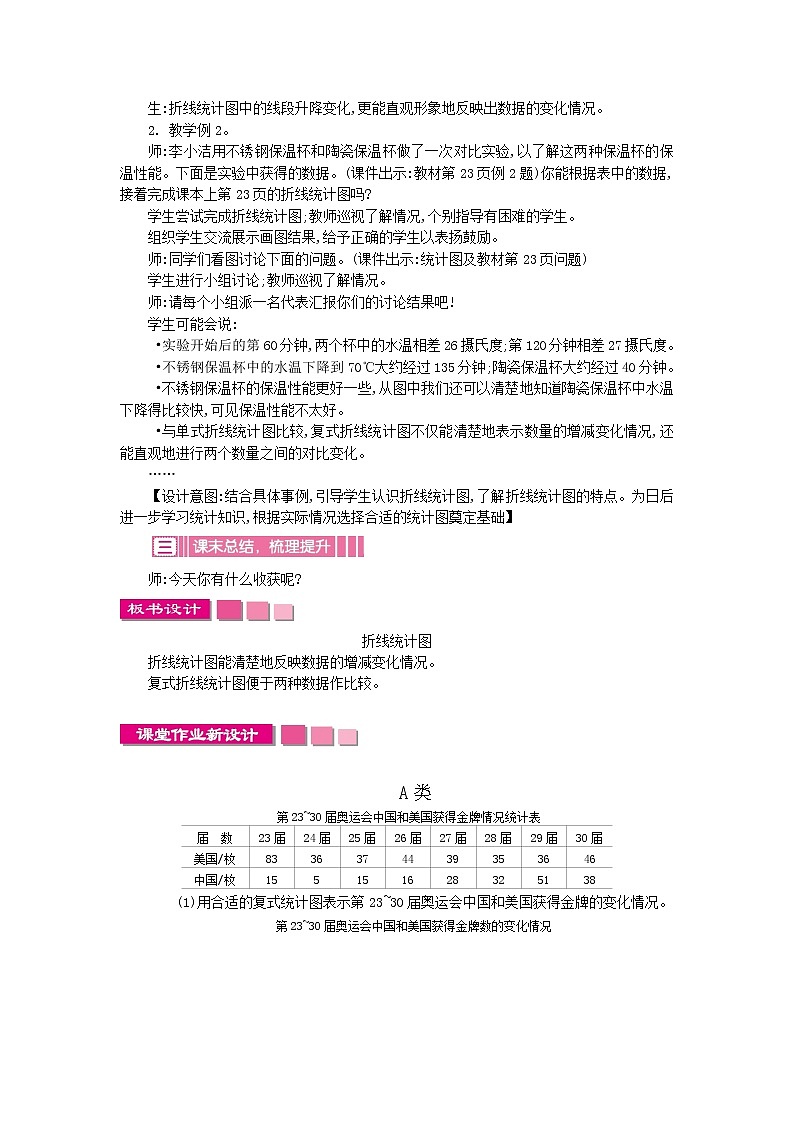 苏教版数学五年级下册 2.1 折线统计图教案02