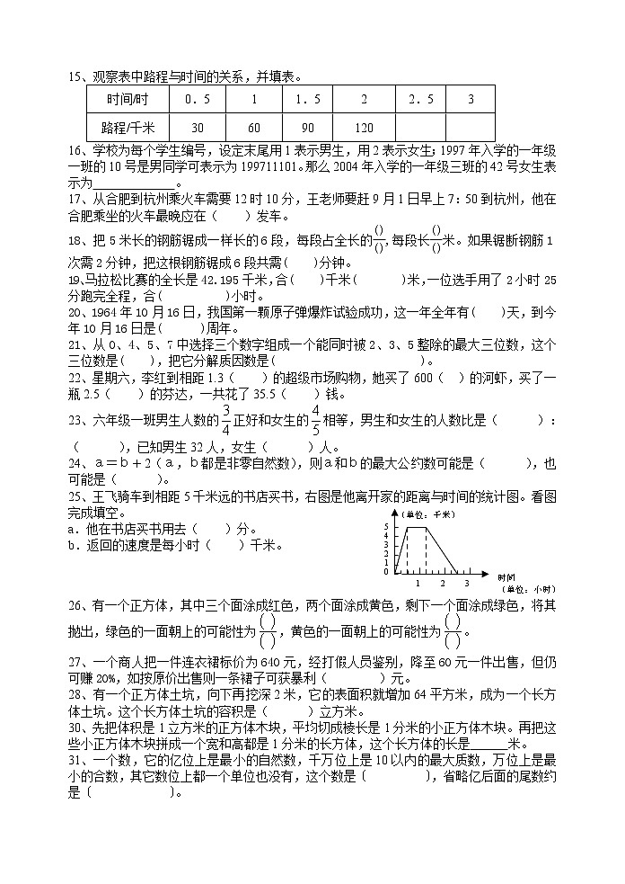 小学数学二轮总复习资料九(基本概念) 试卷02