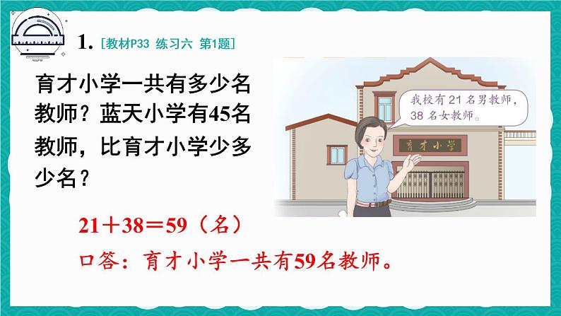 人教版二年级上册数学 2 100以内的加法和减法（二）《练习六》课件第2页
