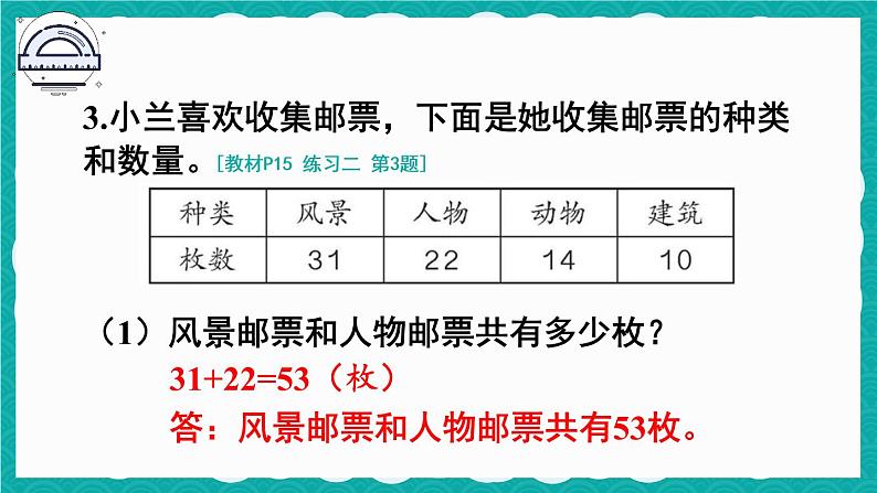 人教版二年级上册数学 2 100以内的加法和减法（二）《练习二》课件05