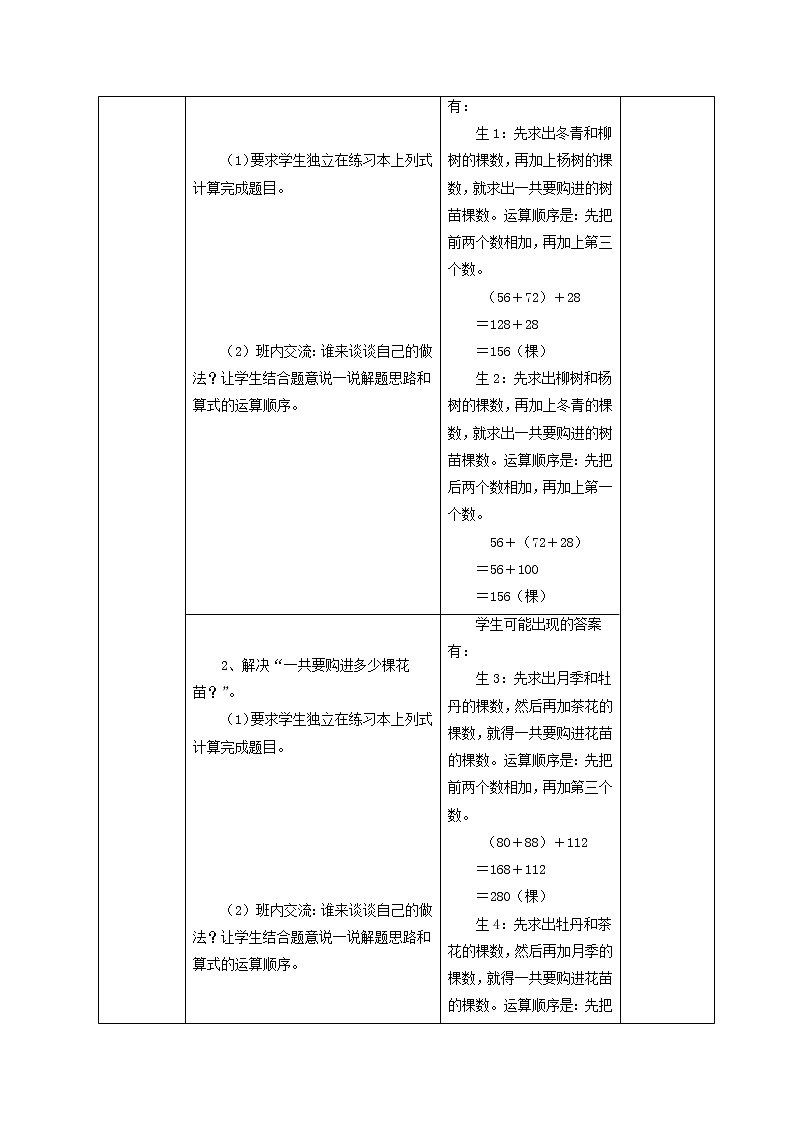 第3单元：快乐农场——运算律1《加法结合律、交换律（信息窗1）》教学设计02
