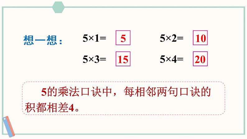 苏教版二年级数学上册 三 表内乘法（一） 第3课时 5的乘法口诀 课件06