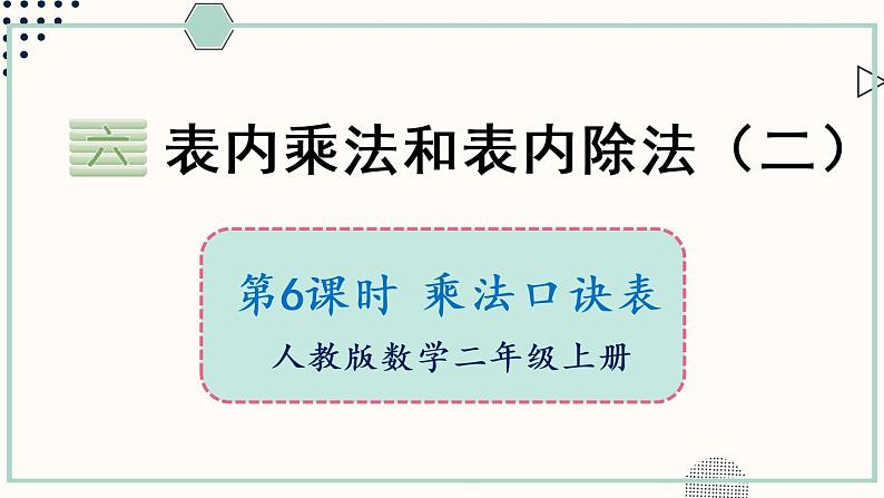 苏教版二年级数学上册 六 表内乘法和表内除法（二） 第6课时 乘法口诀表 课件01