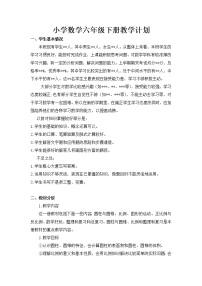 西师大版数学六年级下册教学计划及教学进度表