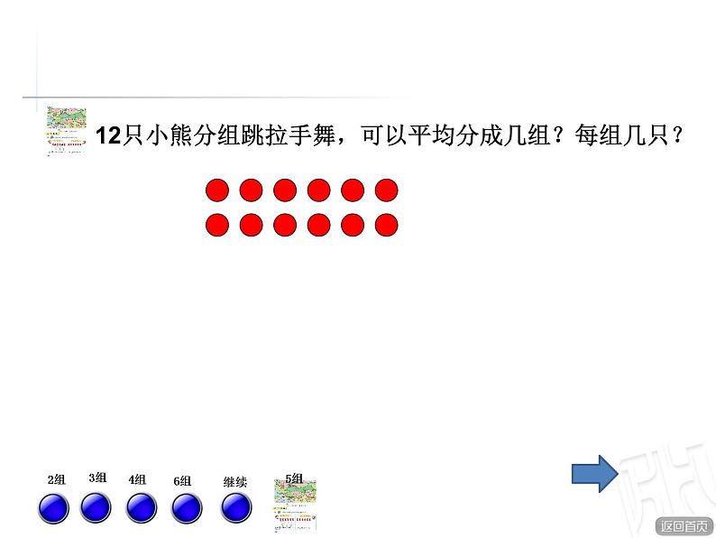 五 森林里的故事——除法的初步认识-认识平均分的两种情况 课件-2021-2022学年青岛版数学二年级上册第6页