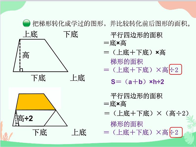 北师大版数学五年级上册 四、4探索活动：梯形的面积1 课件03