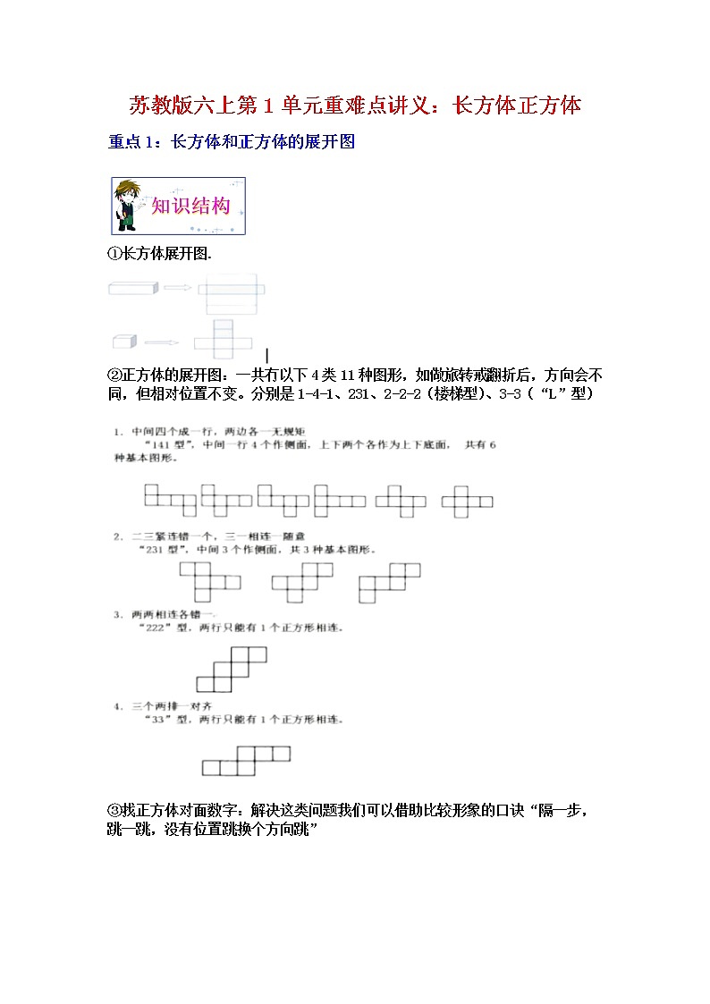 【单元重难点优选讲义】苏教版六年级上册第1单元：长方体、正方体（教师版）第1页