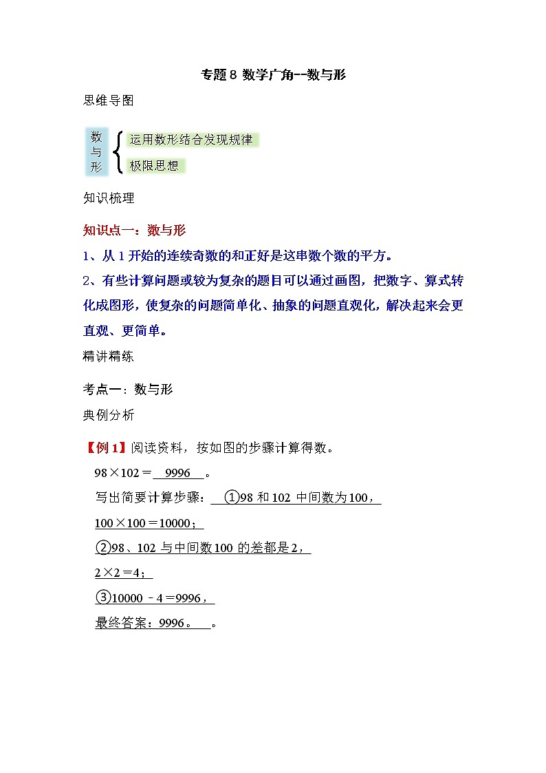 【期末必备】六年级上册数学期末复习专题8 ... 数学广角--数与形（知识梳理+典例分析+举一反三+巩固提升）人教版01