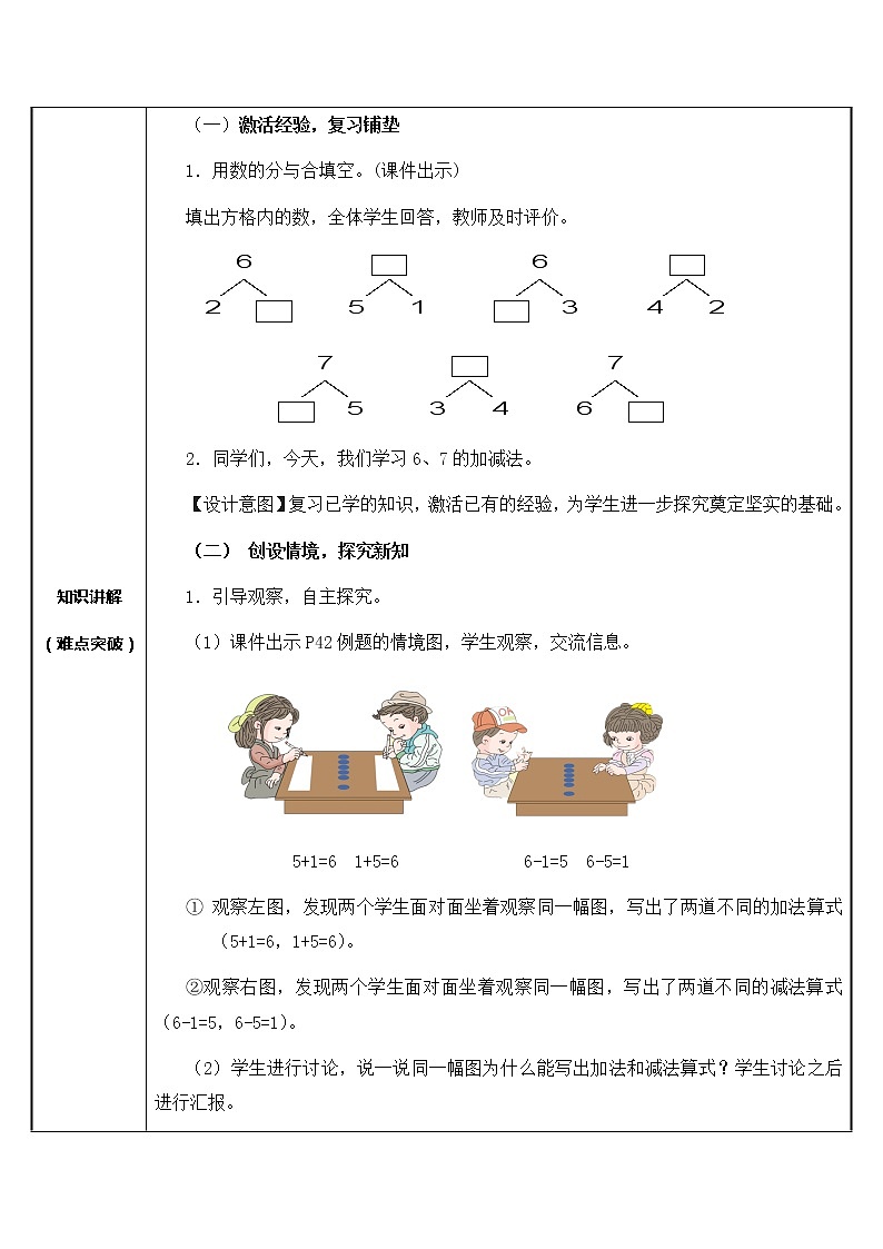 人教版一年级数学上册 5.1 6、7的加减法(1)教案第2页