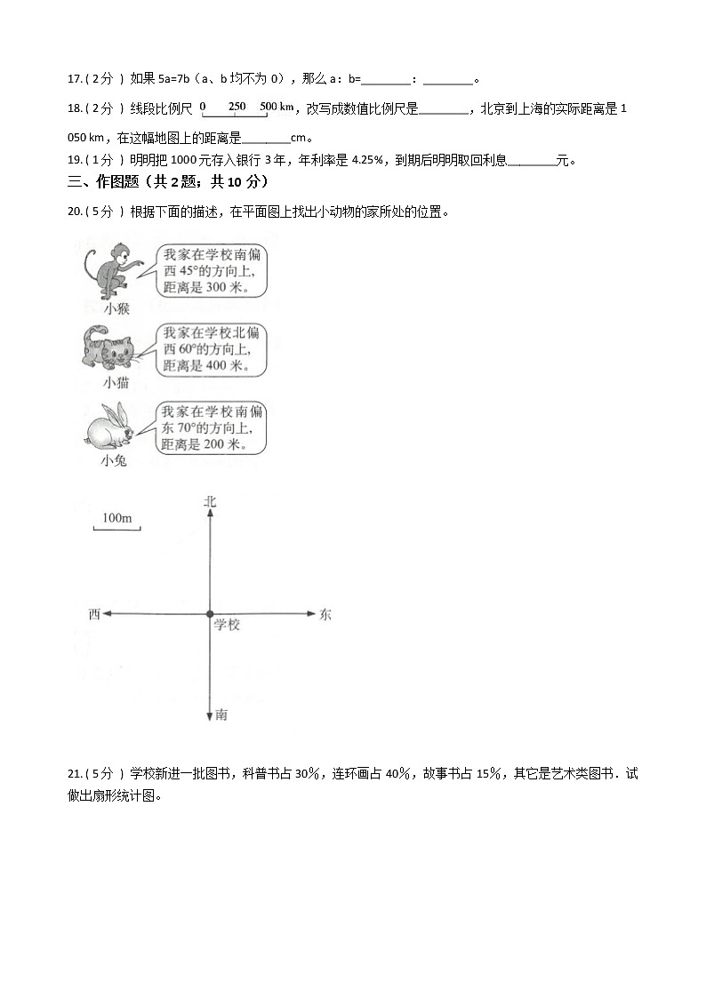 2021—2022学年冀教版六年级数学上册期末测试第2页