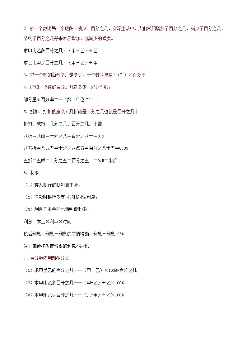 期末备考宝典：人教版数学六上第六单元百分数（一）知识点+试题（解析版）第2页
