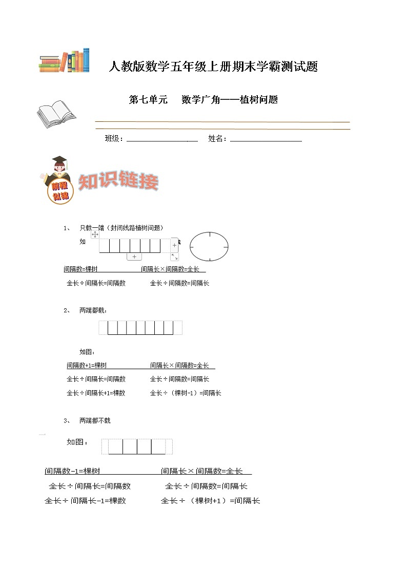期末备考宝典：人教版数学五上第七单元数学广角——植树问题知识点+试题（原卷版+解析版）01
