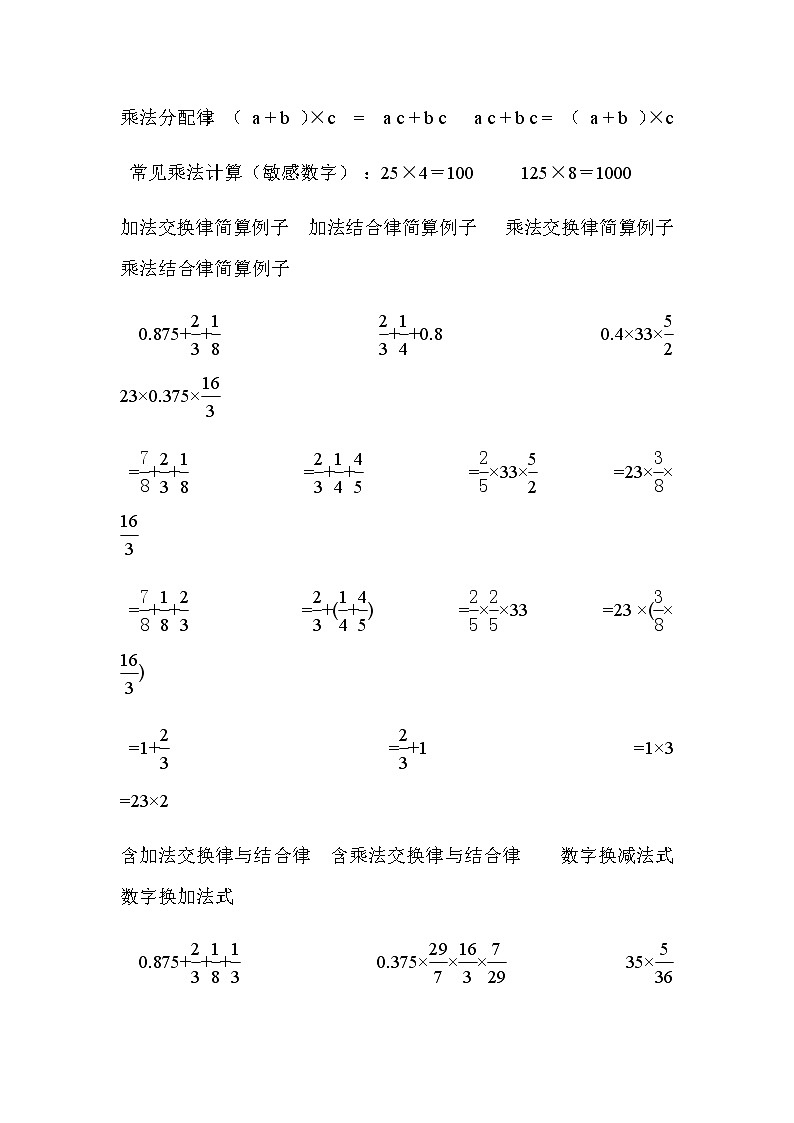新人教版六年级上册数学知识点分类汇总02