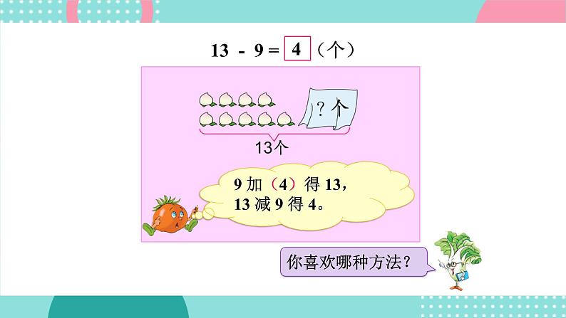 苏教版一年级下册-20以内的退位减法-第1课时 十几减9课件PPT第5页