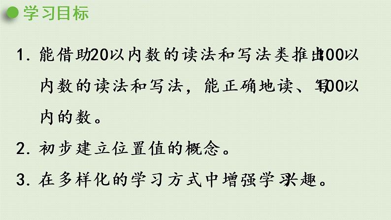 西师大版一年级数学下册 一 100以内数的认识 第3课时  写数  读数（1）课件第2页