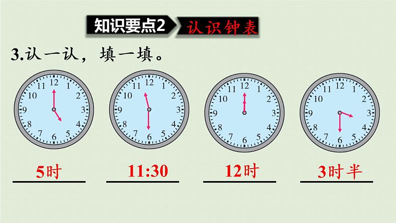 西师大版一年级数学下册 九 总复习 第3课时 认识钟表、人民币 课件第7页