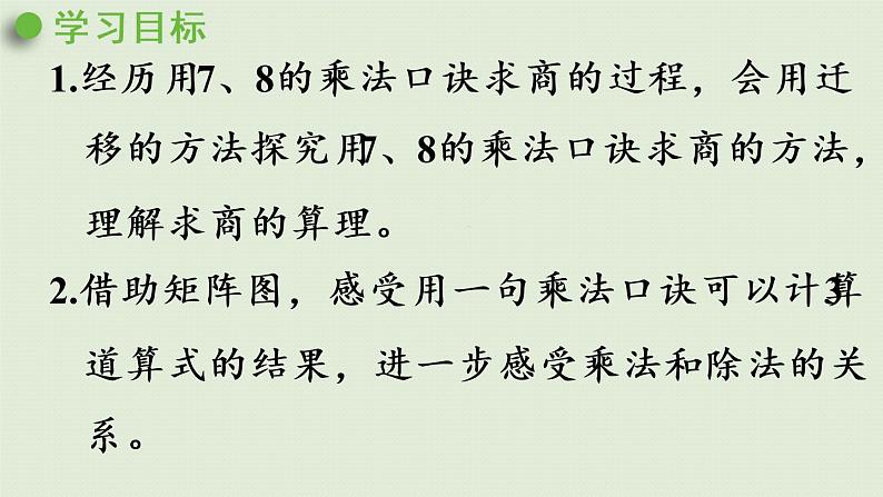 人教版二年级数学下册 4表内除法（二）第1课时  用7、8的乘法口诀求商 课件第2页