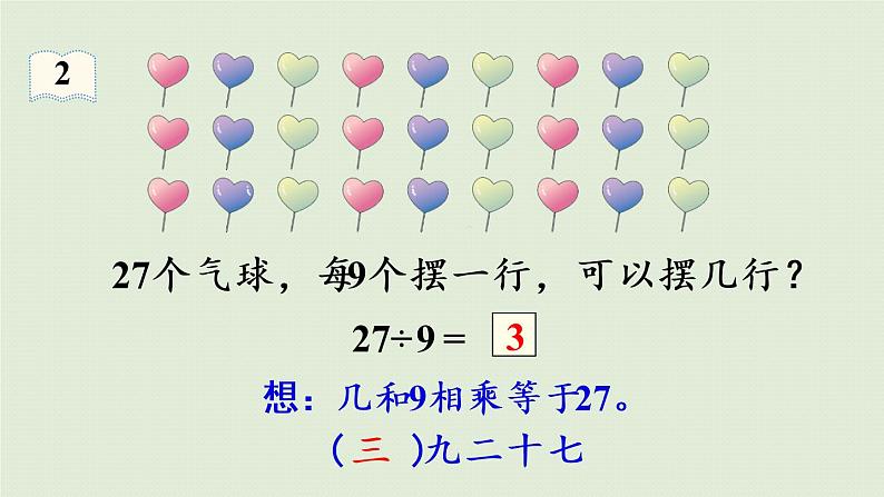 人教版二年级数学下册 4表内除法（二）第2课时  用9的乘法口诀求商 课件06