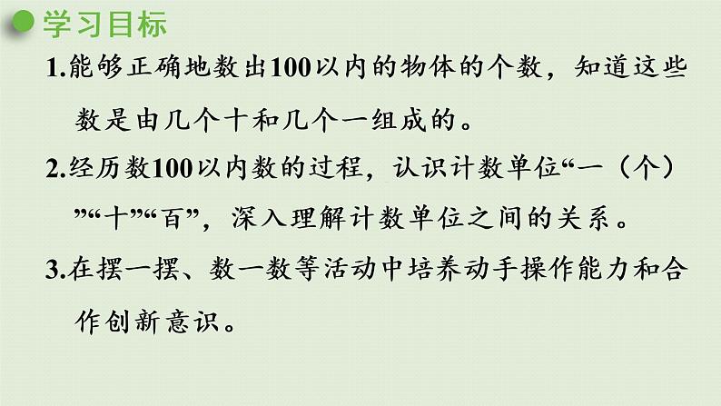 人教版一年级数学下册 4 100以内数的认识 第1课时  数数  数的组成 课件第2页