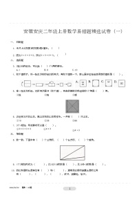 安徽安庆二年级上册数学易错题精选试卷1（无答案）人教版