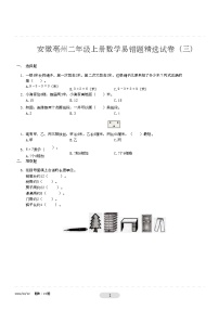 二年级上册数学    安徽亳州易错题精选试卷3（无答案）  人教版