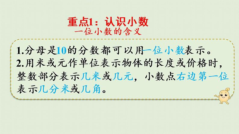 人教版三年级数学下册 9总复习 第3课时   小数的初步认识 课件07