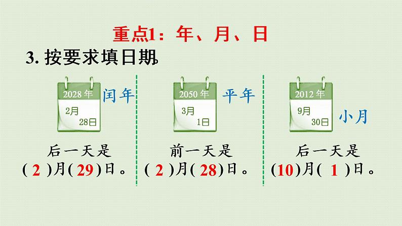 人教版三年级数学下册 9总复习 第2课时   认识年、月、日 课件06