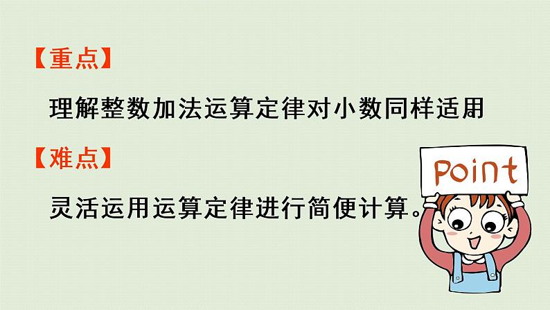 人教版四年级数学下册 6-4 整数加法运算定律推广到小数 课件03