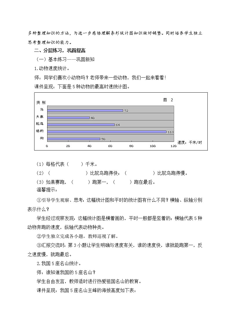 数学三年级下青岛版五四制12条形统计图的整理复习教学设计第3页
