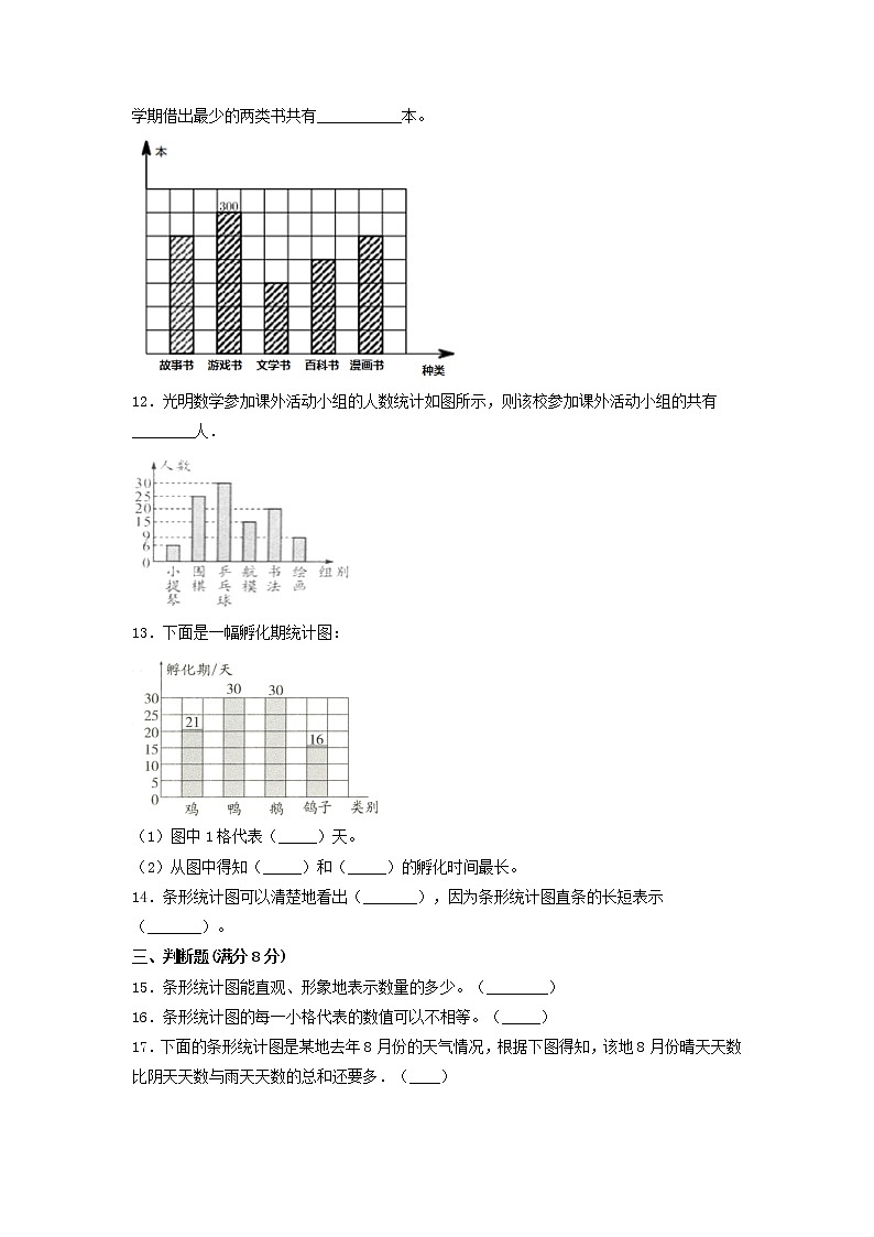 【单元测试】四年级上册数学单元测试-第七单元  条形统计图（基础卷）  人教版（含答案）03